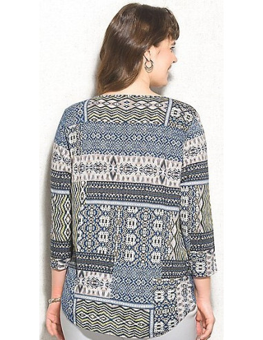Blusa-talla-grande-XL-estampada-manga-3/4-marca-DRESSBARN-R0470