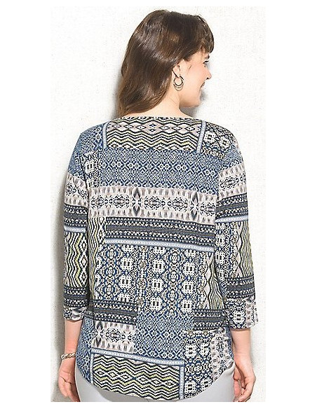 Blusa-talla-grande-XL-estampada-manga-3/4-marca-DRESSBARN-R0470