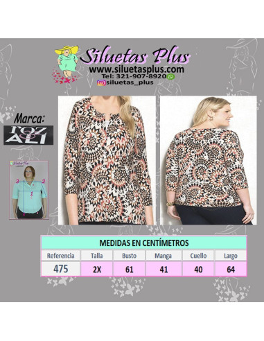 Saco-talla-grande-2XL-tonos-naranja-manga-3/4-para-mujer-gordita-ROZ&ALI-R0475
