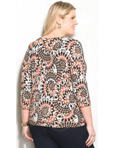 Saco-talla-grande-2XL-tonos-naranja-manga-3/4-para-mujer-gordita-ROZ&ALI-R0475
