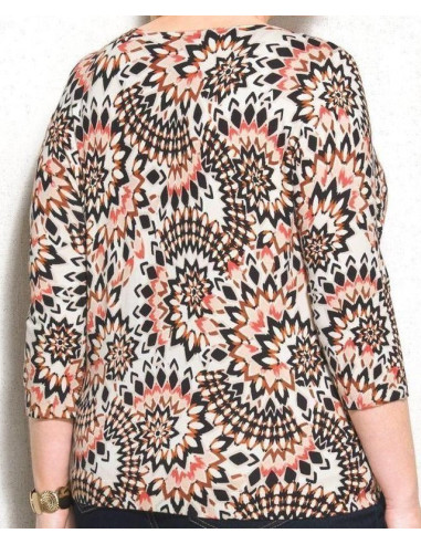 Saco-talla-grande-2XL-tonos-naranja-manga-3/4-para-mujer-gordita-ROZ&ALI-R0475