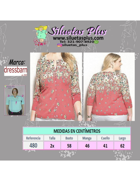 Saco-talla-grande-2XL-naranja-con-flores-manga-3/4-para-mujer-gordita-DRESSBARN-R0480