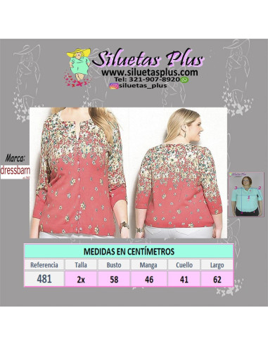 Saco-talla-grande-2XL-naranja-con-flores-manga-3/4-para-mujer-gordita-DRESSBARN-R0481