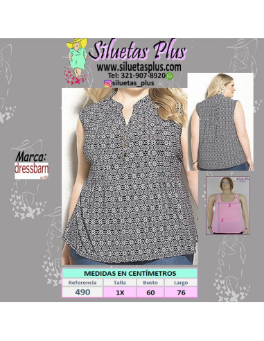 Blusa-talla-grande-XL-estampada-manga-sisa-para-mujer-gordita-DRESSBARN-R0490