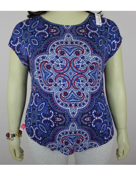 Blusa-talla-grande-2XL-manga-corta-para-mujer-gordita-marca-WESTPORT-R0510-ROJO
