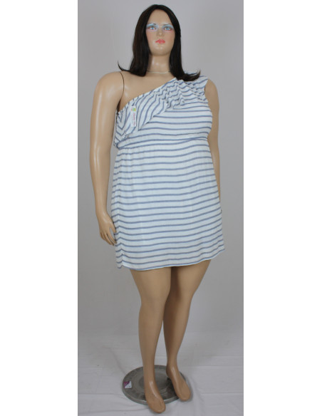 Vestido-corto-talla-grande-2XL-blanco-con-rayas-azules-marca-OLD-NAVY-R0514-