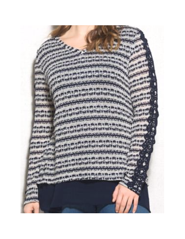 Saco-talla-grande-2XL-negro-con-blanco-manga-larga-marca-DRESSBARN-R0516