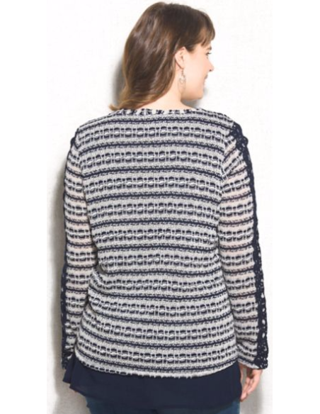 Saco-talla-grande-2XL-negro-con-blanco-manga-larga-marca-DRESSBARN-R0516