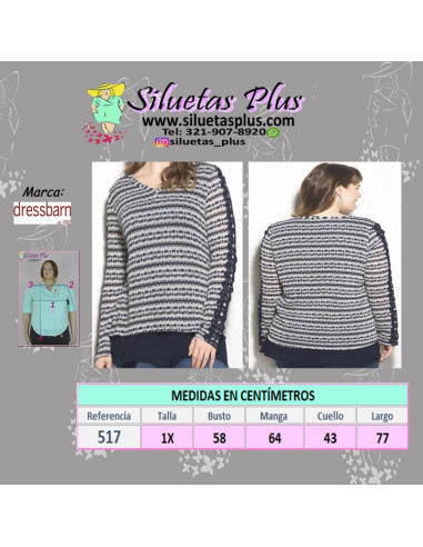 Saco-talla-grande-XL-negro-con-blanco-manga-larga-marca-DRESSBARN-R0517