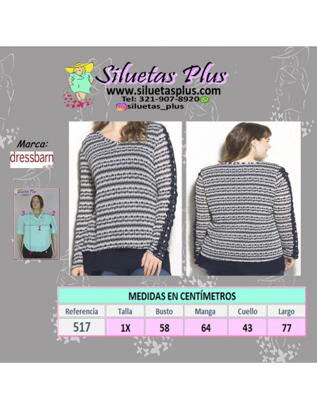 Saco-talla-grande-XL-negro-con-blanco-manga-larga-marca-DRESSBARN-R0517