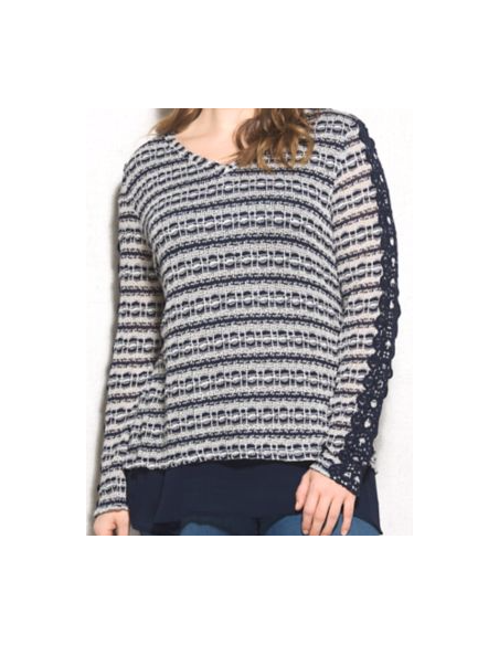 Saco-talla-grande-XL-negro-con-blanco-manga-larga-marca-DRESSBARN-R0517