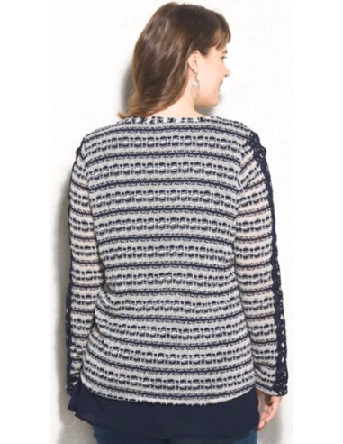 Saco-talla-grande-XL-negro-con-blanco-manga-larga-marca-DRESSBARN-R0517