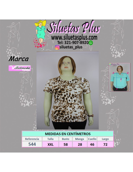 Blusa-talla-grande-2XL-estampado-animal-print-manga-corta-BELMODA-R0544