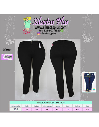 Pantalon-jean-talla-grande-26-negro-cierre-con-cremallera-bota-recta-BELMODA-R0556