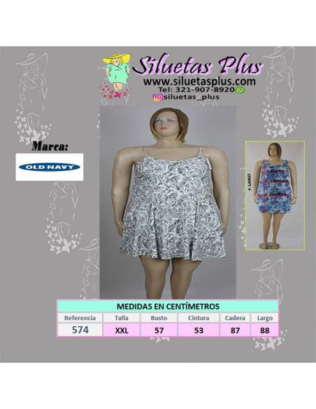 Vestido-corto-talla-grande-2XL-blaco-con-flores-negras-OLD-NAVY-R0574