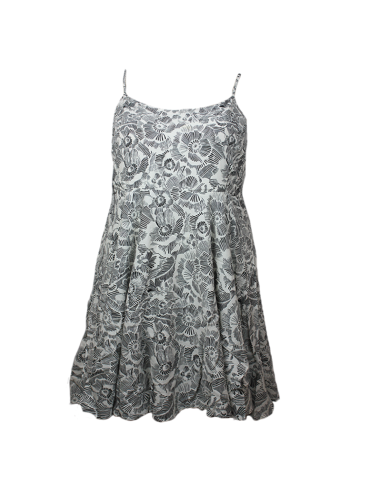 Vestido-corto-talla-grande-2XL-blaco-con-flores-negras-OLD-NAVY-R0574
