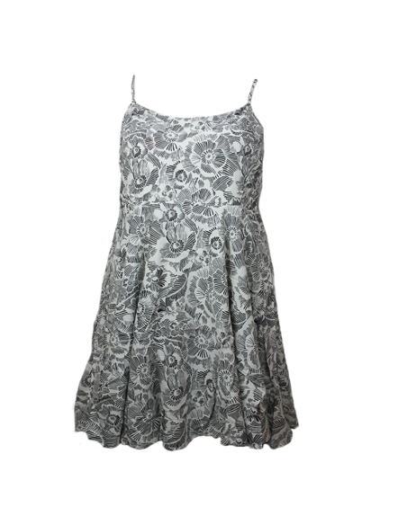Vestido-corto-talla-grande-2XL-blaco-con-flores-negras-OLD-NAVY-R0574
