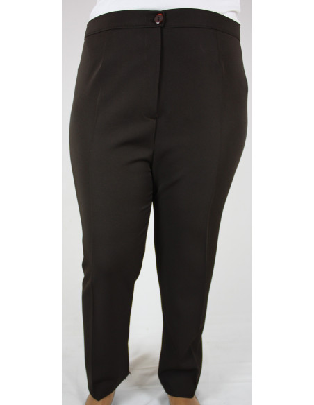 Pantalon-talla-grande-18-café-en-tela-bota-recta-con-cadera-ajustable-R0578
