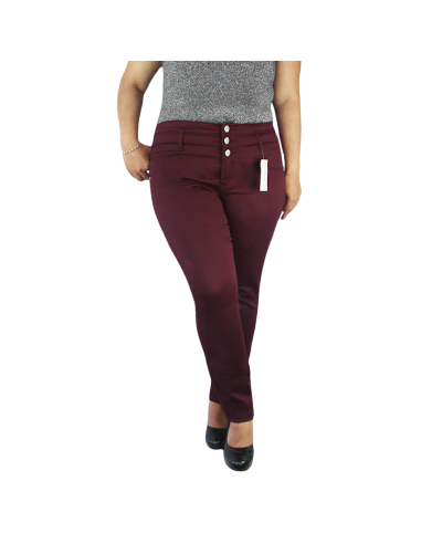 Pantalon-talla-grande-gordita-16-vinotinto-en-dril-bota-tubo-con-pretina-alta-BOUNDARIES-R0582