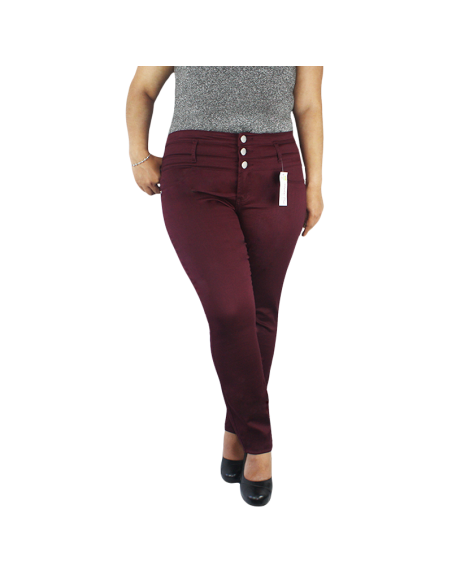 Pantalon-talla-grande-gordita-16-vinotinto-en-dril-bota-tubo-con-pretina-alta-BOUNDARIES-R0582