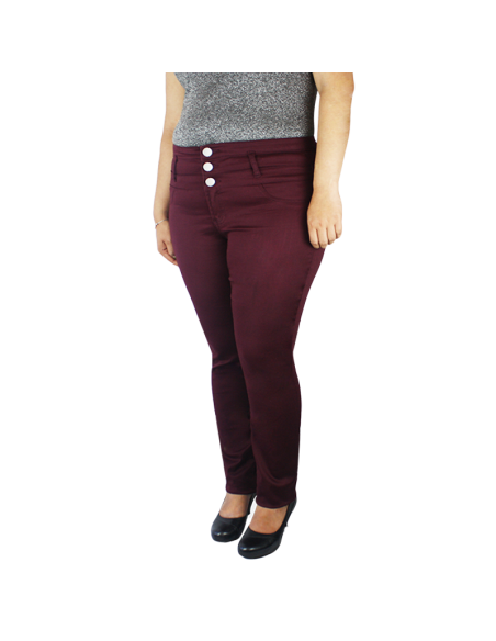 Pantalon-talla-grande-gordita-16-vinotinto-en-dril-bota-tubo-con-pretina-alta-BOUNDARIES-R0582
