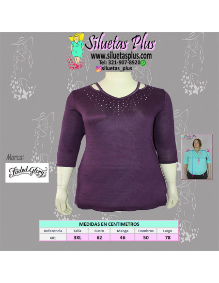 Blusa-talla-grande-gordita-3XL-morada-manga-3/4-FADED-GLORY-R0601-3XL-M-01
