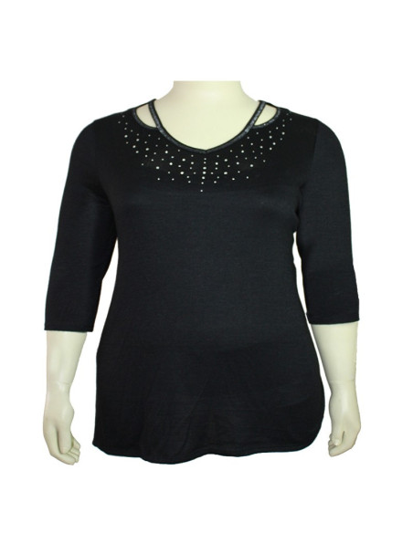 Blusa-talla-grande-gordita-2XL-negra-manga-3/4-FADED-GLORY-R0601-2XL-N-01