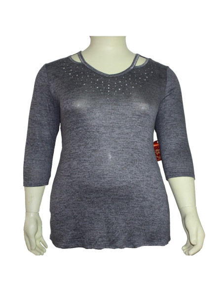 Blusa-talla-grande-gordita-2XL-gris-manga-3/4-FADED-GLORY-R0601-2XL-G-01