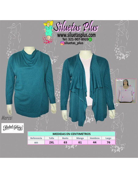 Cardigan-talla-grande-gordita-2XL-verde-para-protegerte-del-frio-FADED-GLORY-R0603-2XL-VM