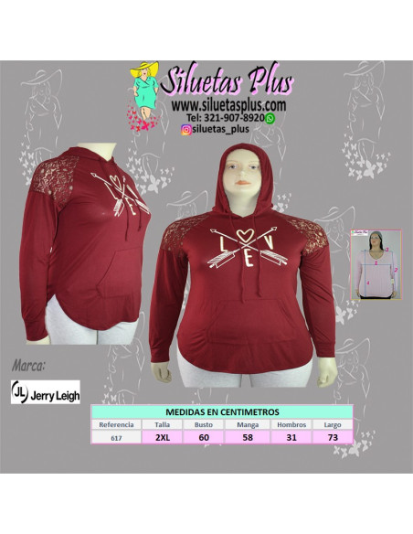 Camibuso-talla-grande-gordita-2XL-vinotinto-con-capota-JERRY-LEIGH-R0617