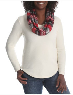 Saco-talla-grande-gordita-XL-tela-suave-con-bufanda-en-tonos-rojos-RIDERS-BY-LEE-R0624 2