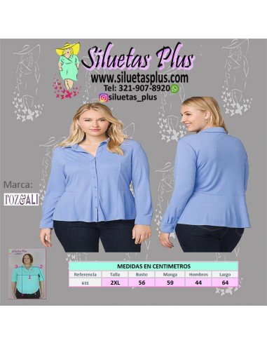 Busa-talla-grande-gordita-2XL-azul-manga-larga-ROZ-&-ALI-R0631