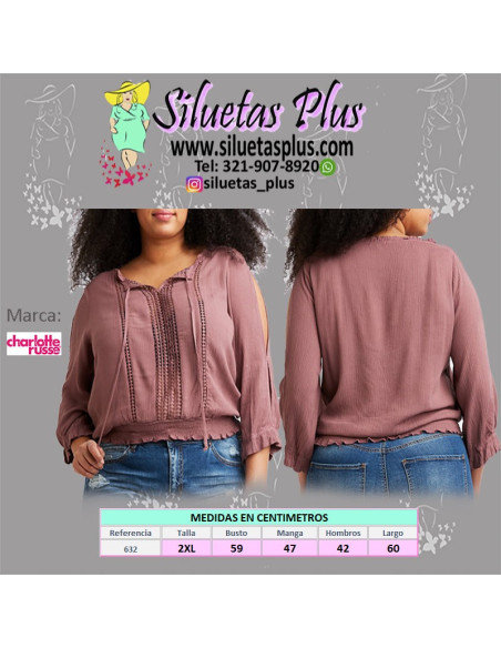 Blusa-talla-grande-gordita-2XL-detalle-en-el-pecho-y-manga-larga-CHARLOTTE-RUSSE-R0632-2XL