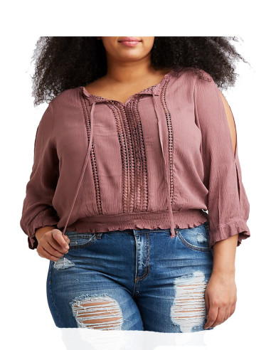 Blusa-talla-grande-gordita-3XL-detalle-en-el-pecho-y-manga-larga-CHARLOTTE-RUSSE-R0632-3XL