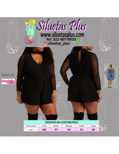 Romper-talla-gande-gordita-3XL-negro-estilo-orto-manga-larga-en-velo-CHARLOTTE-ROUSSE-R0633