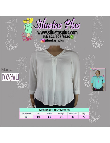 Blusa-talla-grande-gordita-3XL-blanca-manga-larga-con-cueLlo-en-v-ROZ-&-ALI-R0642-3XL-BLANCO-