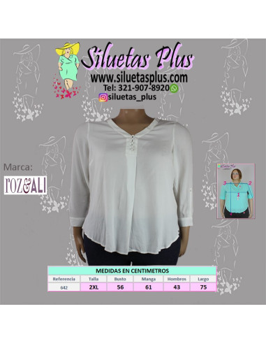 Blusa-talla-grande-gordita-2XL-blanca-manga-larga-con-cuelLo-en-v-ROZ-&-ALI-R0642-2XL-BLANCO-