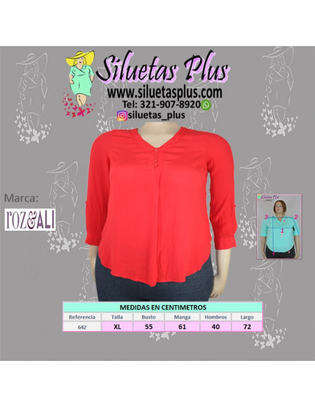 Blusa-talla-grande-gordita-XL-blanca-manga-larga-con-cuello-en-v-ROZ-&-ALI-R0642-XL-ROJO-