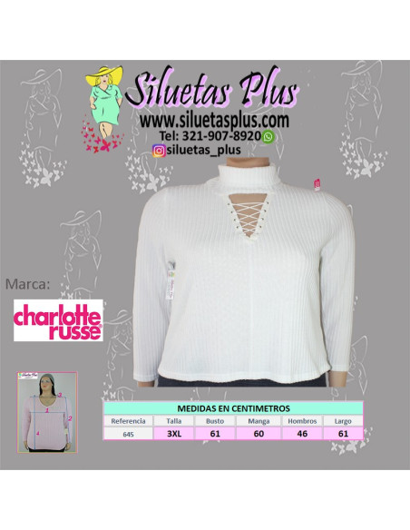 Saco-talla-grande-gordita-3XL-blanco-con-cordones-en-el-pechoCHARLOTTE-ROUSSE-R0645-