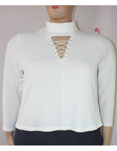 Saco-talla-grande-gordita-3XL-blanco-con-cordones-en-el-pechoCHARLOTTE-ROUSSE-R0645-