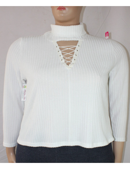 Saco-talla-grande-gordita-3XL-blanco-con-cordones-en-el-pechoCHARLOTTE-ROUSSE-R0645-