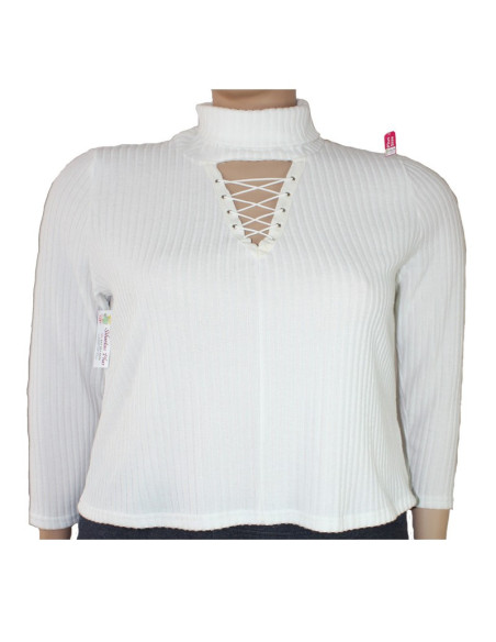Saco-talla-grande-gordita-3XL-blanco-con-cordones-en-el-pechoCHARLOTTE-ROUSSE-R0645-