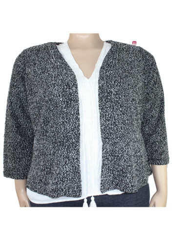 Saco-talla-grande-gordita-4XL-negro-y-blanco-abierto-manga-larga-LANE-BRYANT-R0652