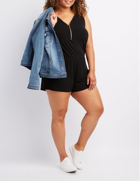 Vestido-talla-grande-3XL--romper-negrocon-cremallera-dorada-en-el-pecho-AMBIANCE-R0655