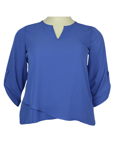 Blusa-talla-grande-gordita-XL-azul-con-mangas-de-recoger-JONES-STUDIO-R0656