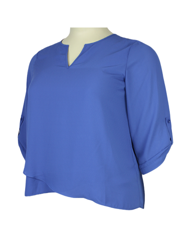 Blusa-talla-grande-gordita-XL-azul-con-mangas-de-recoger-JONES-STUDIO-R0656