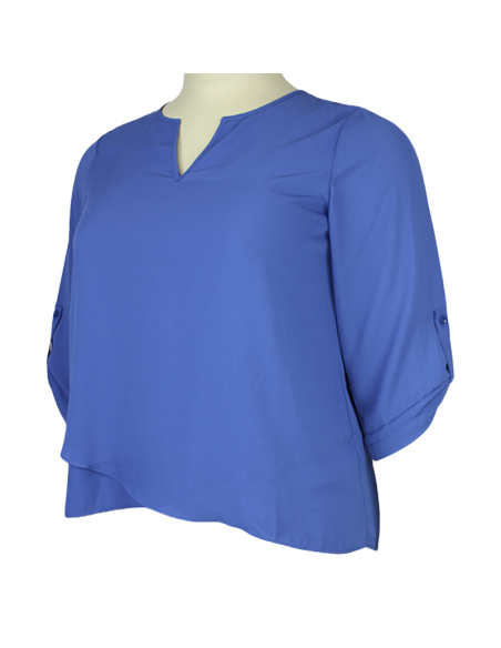 Blusa-talla-grande-gordita-XL-azul-con-mangas-de-recoger-JONES-STUDIO-R0656