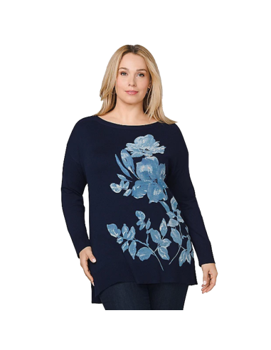 Saco-talla-grande-gordita-2XL-Azul-con-estampado-de-flores-ROZ-&-ALI-R0661