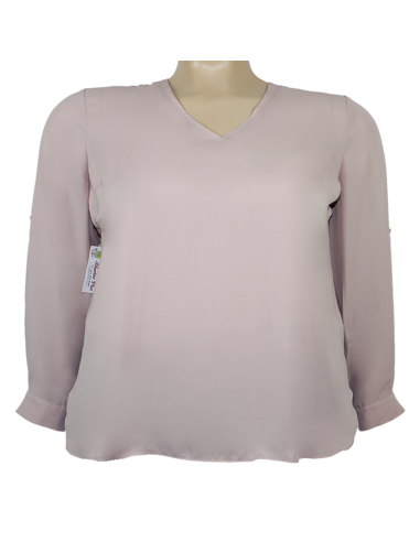 Blusa-talla-grande-gordita-4XL-palo-de-rosa-manga-larga-con-puño-LANE-BRYANT-R0665-