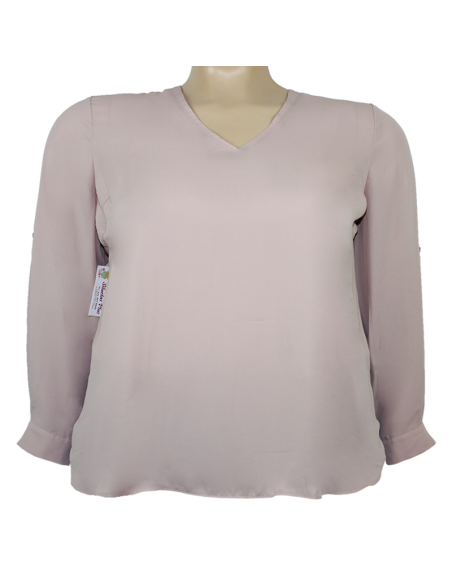 Blusa-talla-grande-gordita-4XL-palo-de-rosa-manga-larga-con-puño-LANE-BRYANT-R0665-